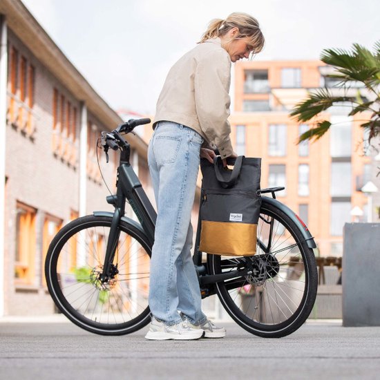 Gerecyclede shopper fietstas Urban Proof 20 liter - grijs/geel van Urban Proof — afbeelding 5