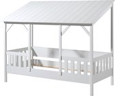Vipack Bed HuisBed inclusief vensterbanken, heel dak en slaaplade - 90 x 200 cm - wit