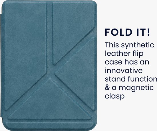 kwmobile e-reader hoesje geschikt voor Kobo Clara 2E hoes - Ereader flip case met standaard - E reader cover van kunstleer - In petrol van Merkloos — afbeelding 3