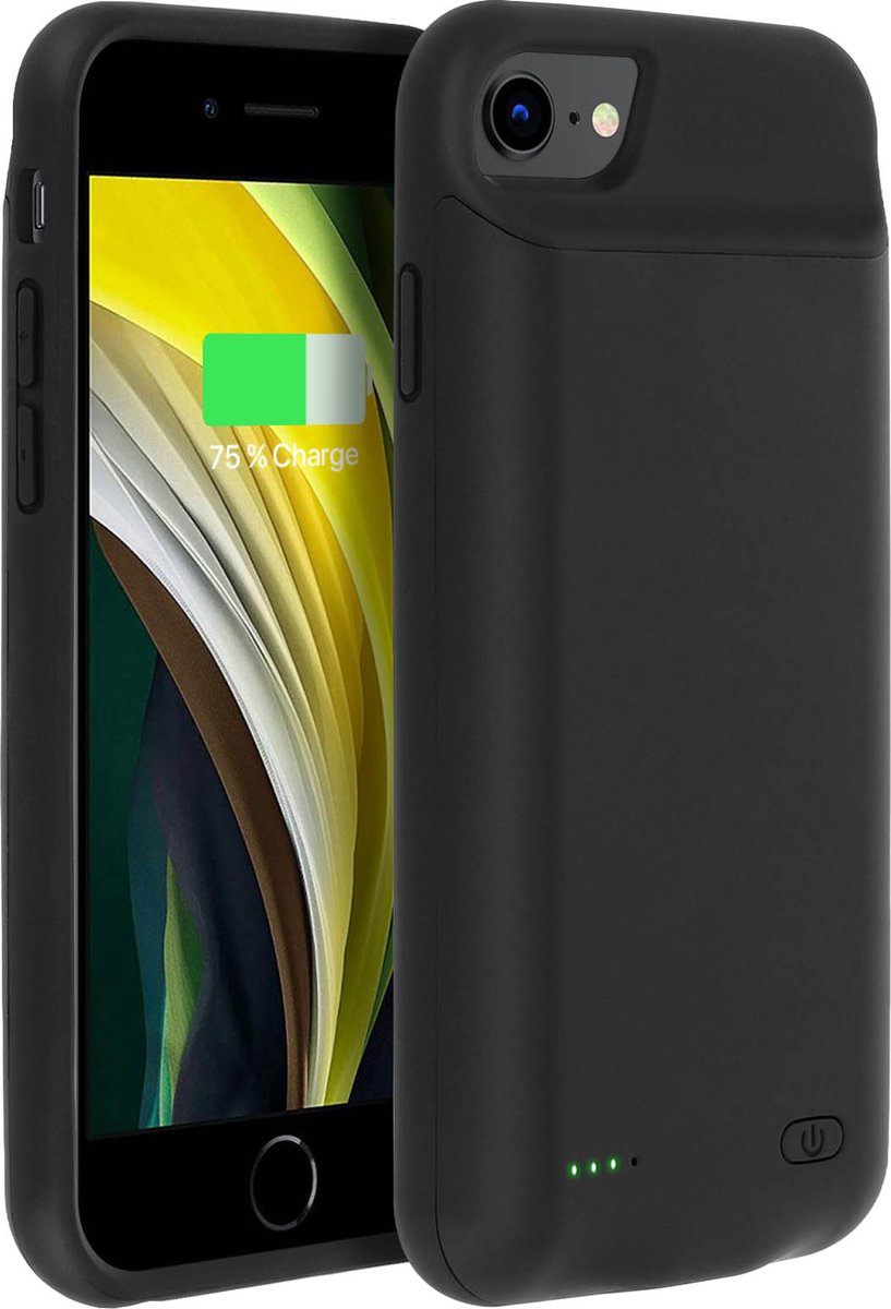 Avizar Batterijhouder Geschikt voor iPhone 6 / 6s / 7/ 8/ SE 2020 5500 mAh batterij, Zwart