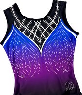 Sparkle&Dream Turnpakje Lynn Blauw Paars - Maat ALA XS/S - Gympakje voor Turnen, Acro, Trampoline en Gymnastiek