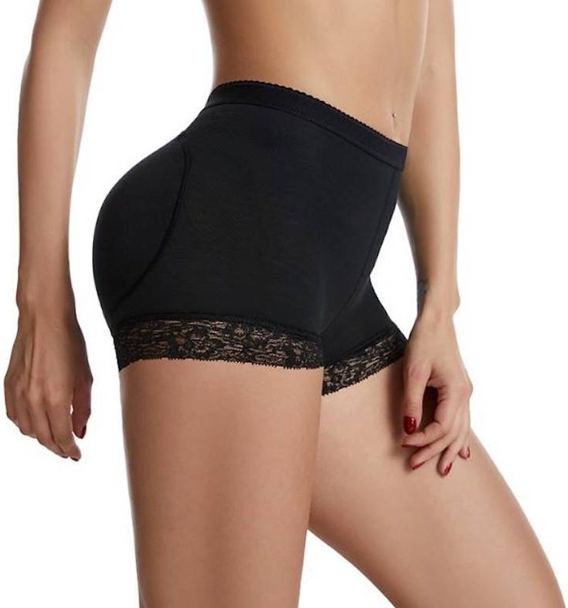 Wow Peach Padded Shapewear Butt Lift Short - Corrigerend Ondergoed met vulling - Shaping Broek - Comfort Short - Zwart - Large