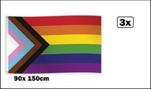 3x Vlag LGBT pride 90cm x 150cm - Progress - Landen festival thema feest fun verjaardag