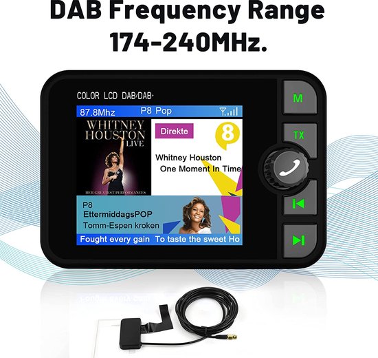 Blufree [Mise à Jour] en Voiture Dab/Dab Adaptateur pour Autoradio, Radios Numériques Dab avec