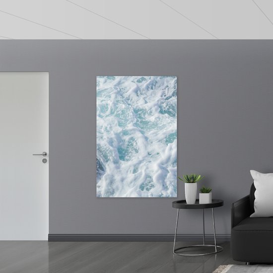 WallClassics - Drapeau - Écume des Vagues de la Mer - 100x150 cm Photo sur Drapeau Polyester