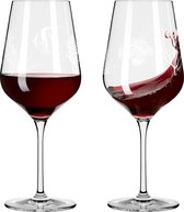 rode wijnglas, 500 ml, set van 2, serie Oceanside nr. 1, 2 stuks met vismotief, Made in Germany