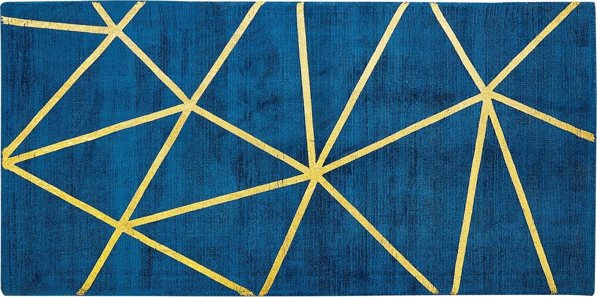 Beliani HAVZA - Vloerkleed - Donkerblauw - 140 x 200 cm - Viscose