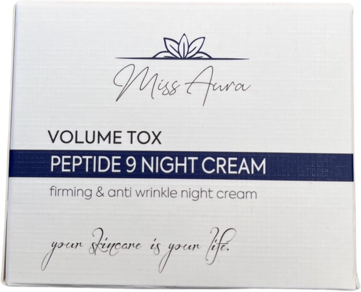 Miss Aura - Peptide 9 night cream 50ML - volume tox - Anti-kneuzing - ringing & rimpel rond de ogen