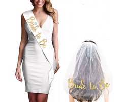 Akyol - Bride to be combi set – bruiloft – trouwdag - sluier – trouwerij – sjerp - feestdag – lint – combinatie – bruid – liefde – love