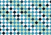 Fotobehang - Vlies Behang - Blauwe Tegels Mozaiek - 254 x 184 cm