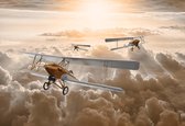 Fotobehang - Vlies Behang - Vliegtuigen boven de Wolken - 152,5 x 104 cm