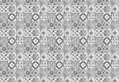 Fotobehang - Vlies Behang - Mozaiek Tegels in zwart-wit - 416 x 290 cm