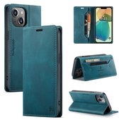 Luxe Flip Case met RFID Bescherming Kaarthouder en Magneetsluiting voor iPhone 14 _ Blauw