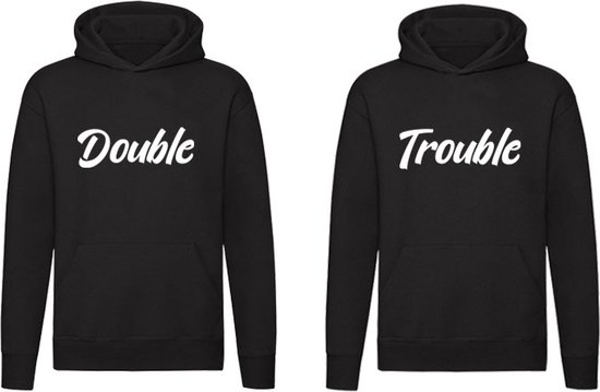 Sweats à capuche Double et Trouble 2 | Deux chandails | Taille | Bestie | BFF | Petit ami | Enfants | Relation | Copain | Petite amie | Pull | Hoodie