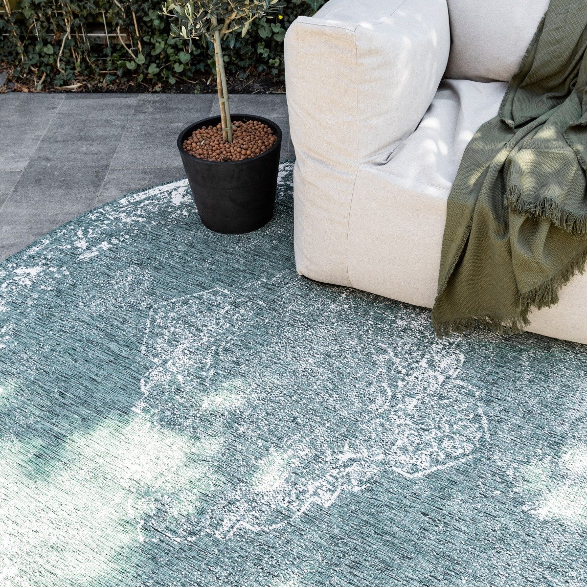 Rond Buiten vloerkleed sage - Groen - dubbelzijdig - EVA Interior - Rond 240 Ø - (XXL)