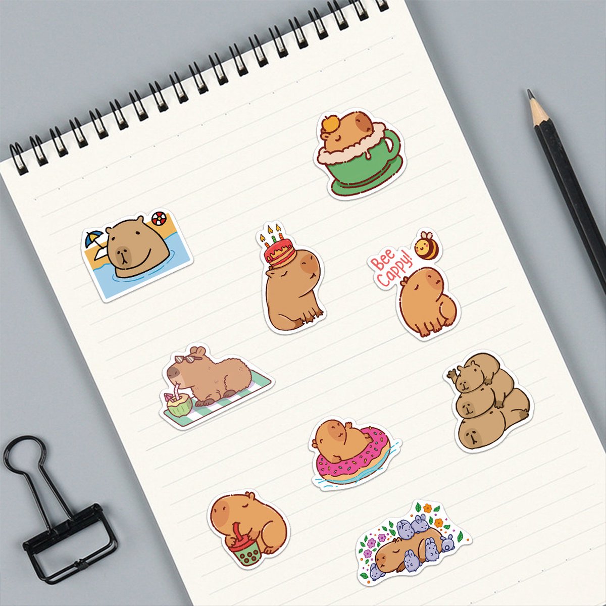 Capybara Stickers 50 Stuks - Dieren Stickers - Laptop Stickers - Capybaras - Stickers Kinderen - Schattige Dieren — afbeelding 5