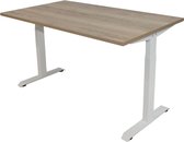 Office Hero® Cosmic - In hoogte verstelbaar bureau wit frame - Game bureau - Computertafel - Werktafel - 140x80 - Natuur eik