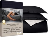 Bed Couture - Twill Katoen Dekbedovertrek set - 140x200 + 2 kussenslopen 65x65 - Luxe 100% Katoen, voelt soepel en ultra zacht - Wit/zwart