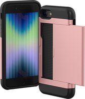Coque iPhone SE (2022 / 2020) / 8 / 7 - Espace pour 2 cartes - Coque de téléphone iMoshion avec porte-cartes - Or rose
