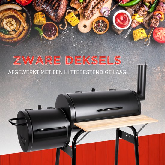 BBQ Collection 2-in-1 Smoker BBQ - Houtskool Barbeque - Buitenkeuken Barbecue - Grill en Smokerbarbecues - 104 x 58 x 114 cm - BBQ Collection