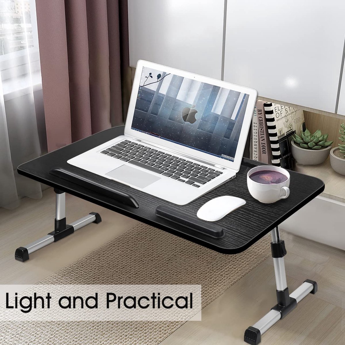 mise à niveau pour ordinateur portable Table de lit Plateau de souris de  pied réglable Portable Standing Desk Pieds pliable Canapé Petit Déjeuner