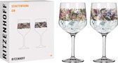 Gin Glas 700 ml - Serie Shadow Fauna Set nr. 1, 2 stuks, ooievaar en vlinder, Made in Germany