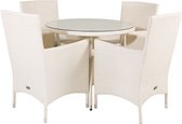 Ensemble salon de jardin Volta table Ø90cm et 4 chaises Malin blanc.