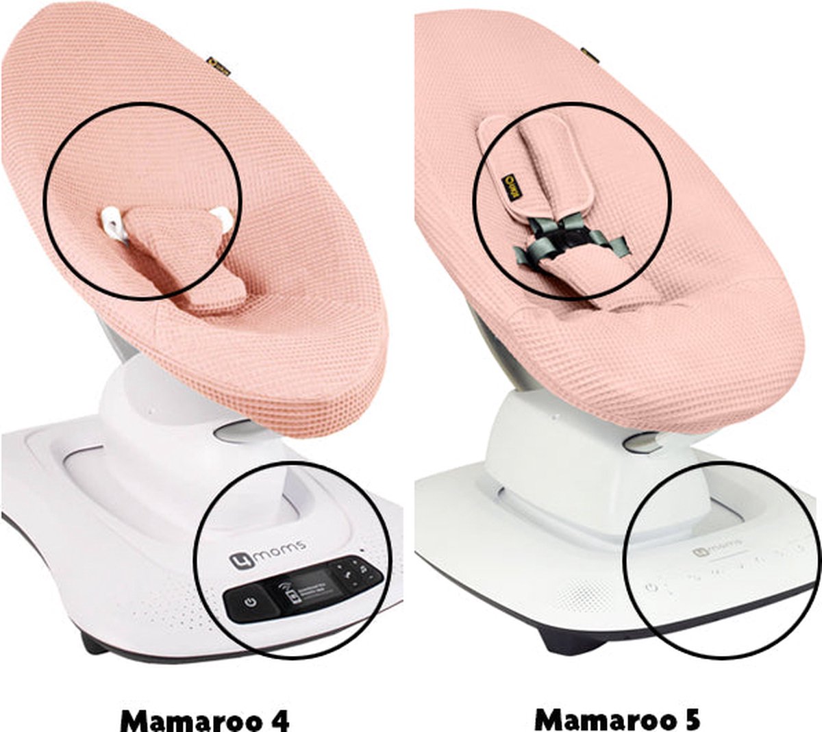 Ukje Wipstoelhoes geschikt voor 4Moms Mamaroo 5 Rockaroo Wipstoel - Hoes met Waterdichte Voering ter Bescherming van je Stoel - Perfecte Pasvorm - Met Gordelbeschermers - Makkelijk Wasbaar - Zacht Katoen - Jade Wafelstof – foto 4