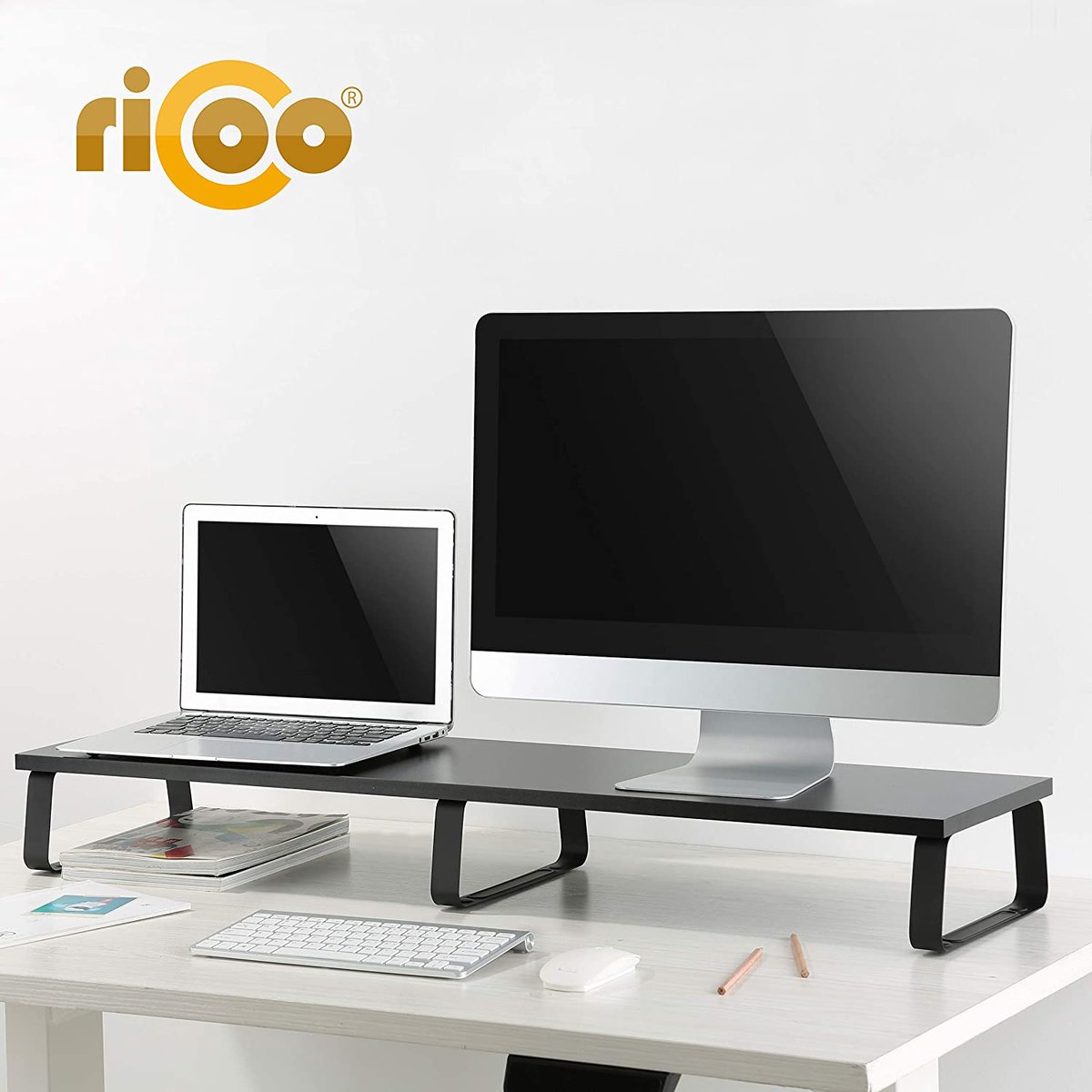 EVOOMI Back Saver Monitorstandaard voor bureau - 2-pack monitorverhoger - antislip HD zeshoekige stalen computerstandaard - gratis kabelbinders - gaasmetalen computerstandaard - printer en iMac EVOOMI Back Saver Monitorstandaard voor bureau - 2-pack monitorverhoger - antislip HD zeshoekige stalen computerstandaard - gratis kabelbinders - gaasmetalen computerstandaard - printer en iMac