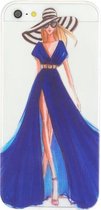 GadgetBay Meisje jurk elegant iPhone 5 5s SE TPU hoesje - Blauw Strepen - Doorzichtig