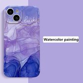 iPhone 14 Pro Hoesje - Aquarel Painting - Lucky Case - Shockproof - Paars en Blauw - Watercolor Painting
