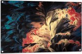 Tuinposter – Mix van Blauwe, Zwarte, Rode en Bruine Tinten - 105x70 cm Foto op Tuinposter (wanddecoratie voor buiten en binnen)