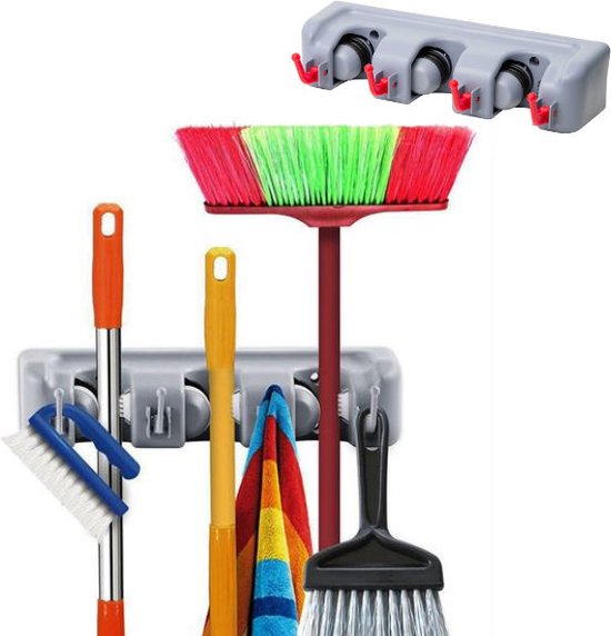 Bezem ophangsysteem tuingereedschap - Steelhouder voor 3 stelen - Ophangsysteem - Wandhouder bezems & tuin gereedschap van Gadgy — afbeelding 3