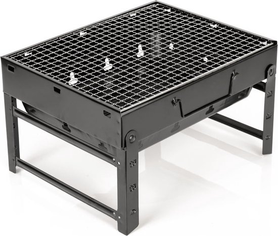 Decopatent® Portable Houtskool Barbecue - Grilloppervlak (LxB) 43 x 27 cm - Inklapbaar - Zwart van Decopatent® — afbeelding 4