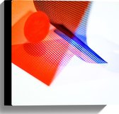 Canvas - Oranje en Blauwe Vormen tegen Lichtgekleurde Ondergrond - 30x30 cm Foto op Canvas Schilderij (Wanddecoratie op Canvas)