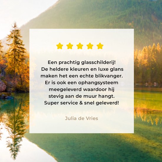 Peinture sur verre - Plaque acrylique - Lac - Water - Vert - Montagnes - Arbre - Décoration murale - Peinture sur verre - Verre acrylique - Photo sur verre - 120x60 cm - Peinture sur verre nature - Décoration murale