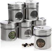 6-delige Rvs Spice Shaker Set voor zout, peper, specerijen, kruiden, kruidenpot, kruidenpot, kruidenpot, kruidenpot, kruidenpot, kruidenpot, 06-delig