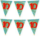 Paperdreams verjaardag 10 jaar thema vlaggetjes - 2x - feestversiering - 10m - folie - dubbelzijdig