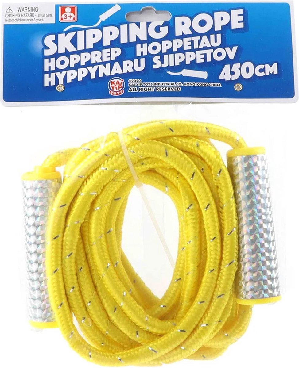 Jonotoys Springtouw speelgoed met glitters - geel - 450 cm - buitenspeelgoed