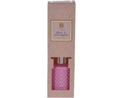 Sjieke Geurstokjes Diffuser Aroma di Rogito - ROSE & EUCALYPTUS - Roze - Glas / Kunststof - Geurstokjes - Luxe design fles - 100 ml