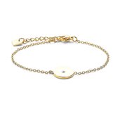Twice As Nice Armband in goudkleurig edelstaal, rondje met kristal  16 cm+3 cm