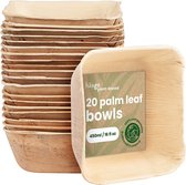 HAAGO 20 Bols en feuilles de palmier (450 ml, carrés) bols biodégradables – Vaisselle de pique-nique et d'extérieur respectueuse de l'environnement – ​​Passe au micro-ondes