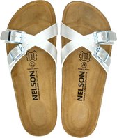 Nelson dames slipper - Zilver - Maat 38