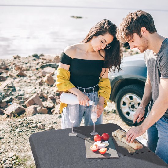 LifeGoods Inklapbare Tafel - 120x60 cm - Stevige Klaptafel - Weerbestendig - Inklapbare eettafel - Campingtafel - Vouwtafel voor Binnen en Buiten - Zwart