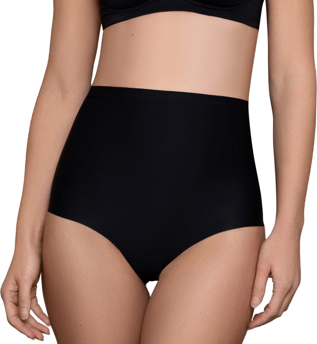 Bye Bra corrigerende slip met middelhoge taille, lasergesneden randen, siliconen bandjes, shapewear voor dames, corrigerende slip met middelhoge taille, corrigerende collectie, zwart