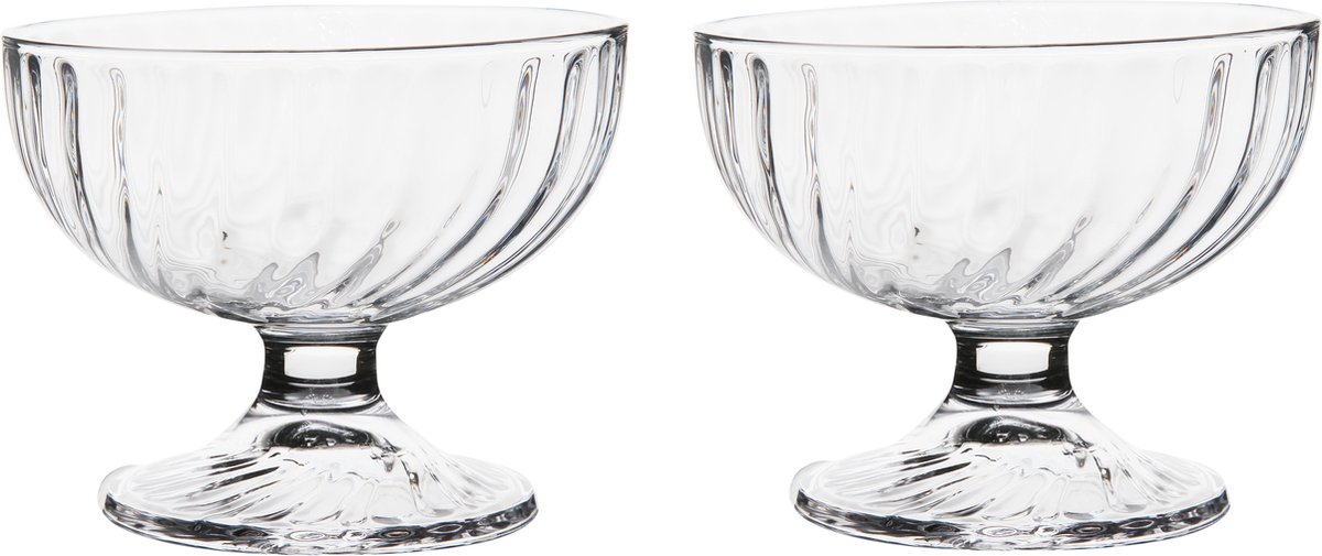Set van 2x stuks ijs/sorbet coupes op voet van glas 380 ml - IJscoupe glazen/schaaltjes