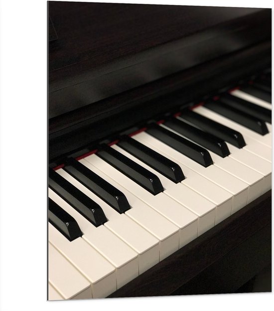 Dibond - Close-up van Toetsen van Piano - 75x100 cm Foto op Aluminium (Met Ophangsysteem)