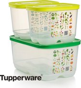 Tupperware FridgeSmart - 3-delig - 4,4L Inhoud - Vershoudbakjes - Groen