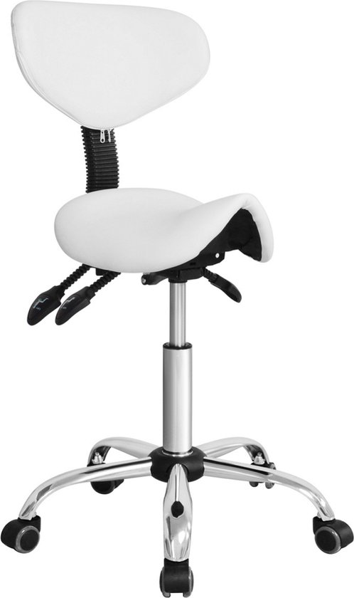 Tabouret selle ergonomique - tabouret de coiffeur - tabouret - réglable en hauteur - dossier inclinable et réglable