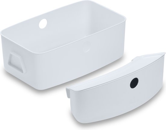 Un grand et un petit bac organisateur blancs sur fond blanc.